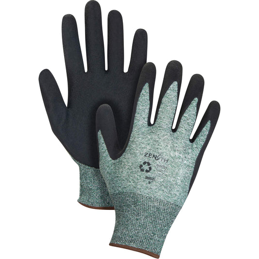 Zenith Safety Products Eco-Friendly Crinkle Grip Coated Gloves, 9, Foam Latex Coating, 15 Gauge, Nylon/RPET Shell