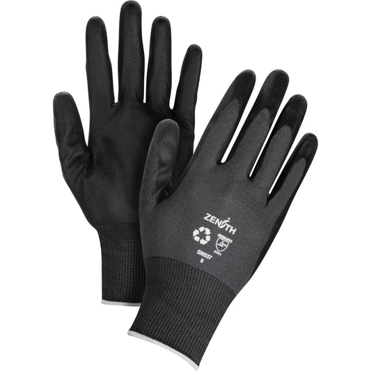 Zenith Safety Products Eco-Friendly Breathable Coated Gloves, 7, Foam Nitrile Coating, 21 Gauge, Nylon/RPET Shell