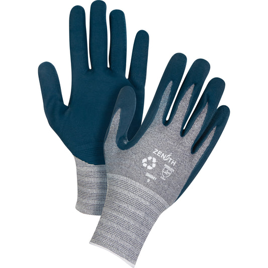 Zenith Safety Products Eco-Friendly Lightweight Coated Gloves, 10, Foam Nitrile Coating, 15 Gauge, Polyester/RPET Shell