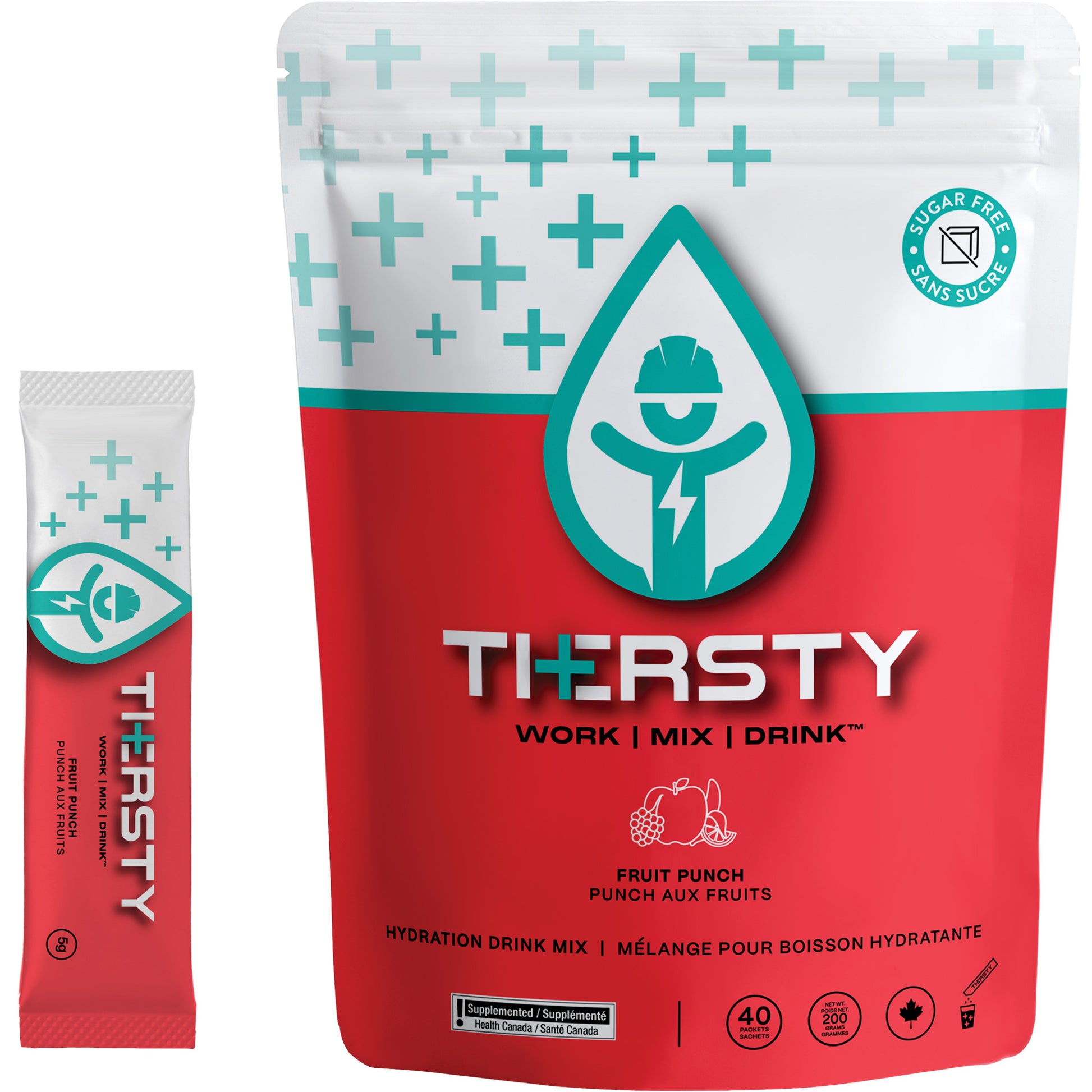 THERSTY HYDRATION Hydration Drink Mix, Single Serve, Fruit Punch