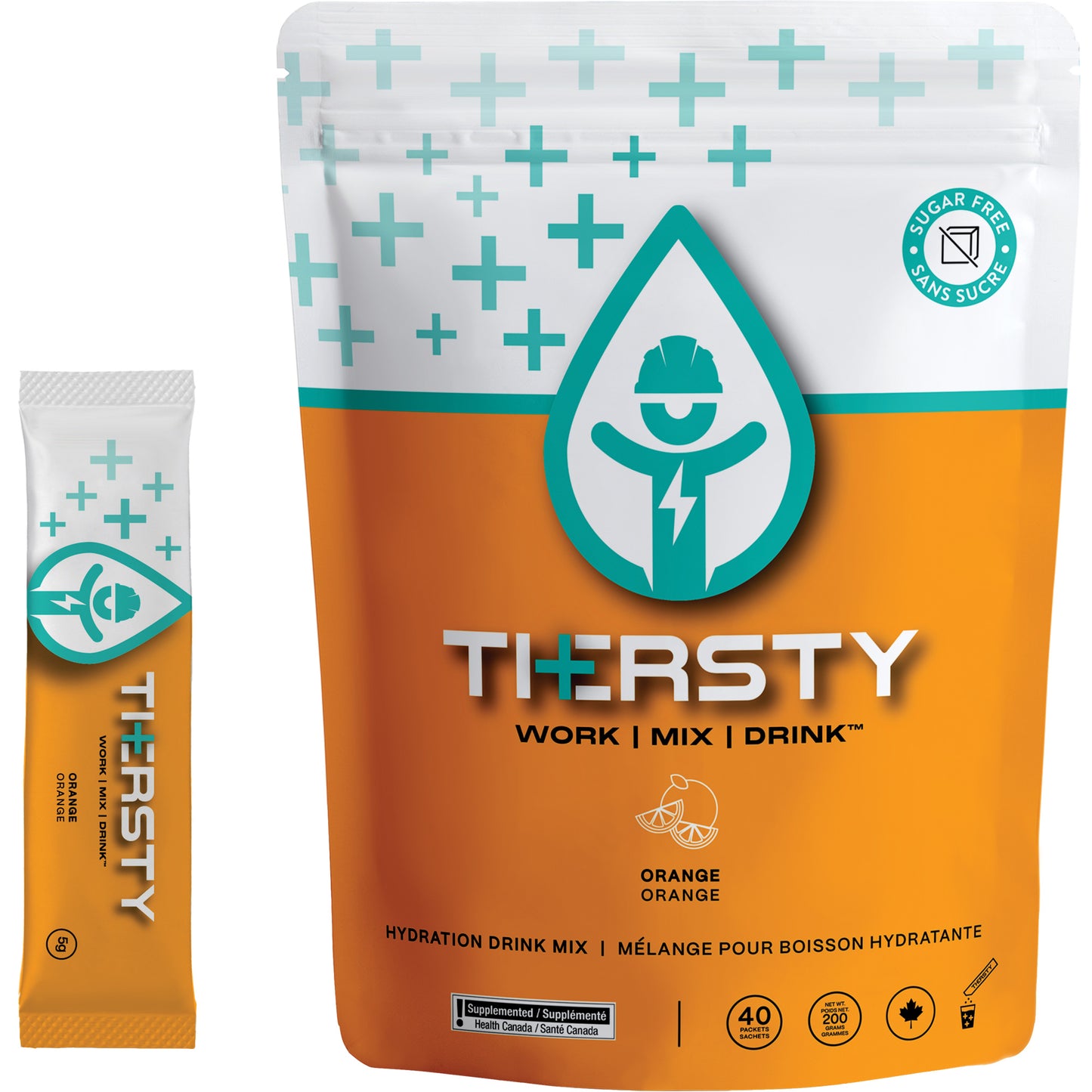 THERSTY HYDRATION Hydration Drink Mix, Single Serve, Orange