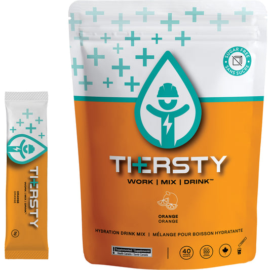 THERSTY HYDRATION Hydration Drink Mix, Single Serve, Orange
