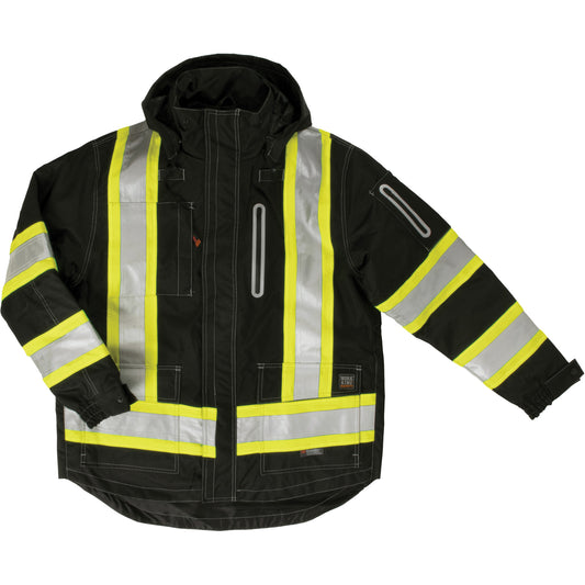 Tough Duck Ripstop 4-in-1 Safety Jacket, Polyester, Black, 3X-Large