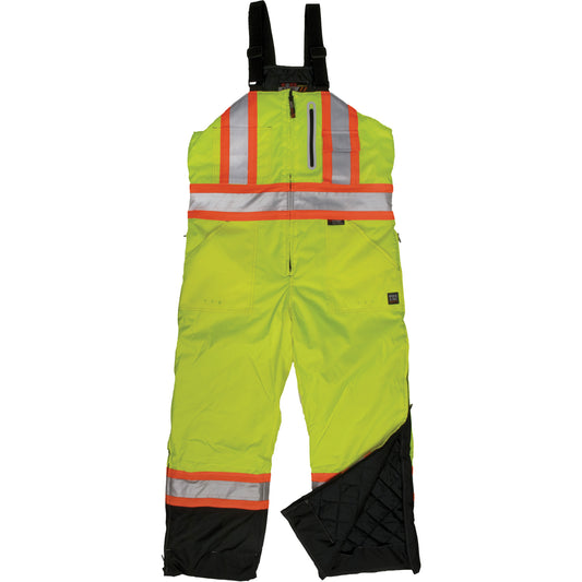 Tough Duck Ripstop Insulated Safety Bib Overall, Polyester, 4X-Large, High Visibility Lime-Yellow