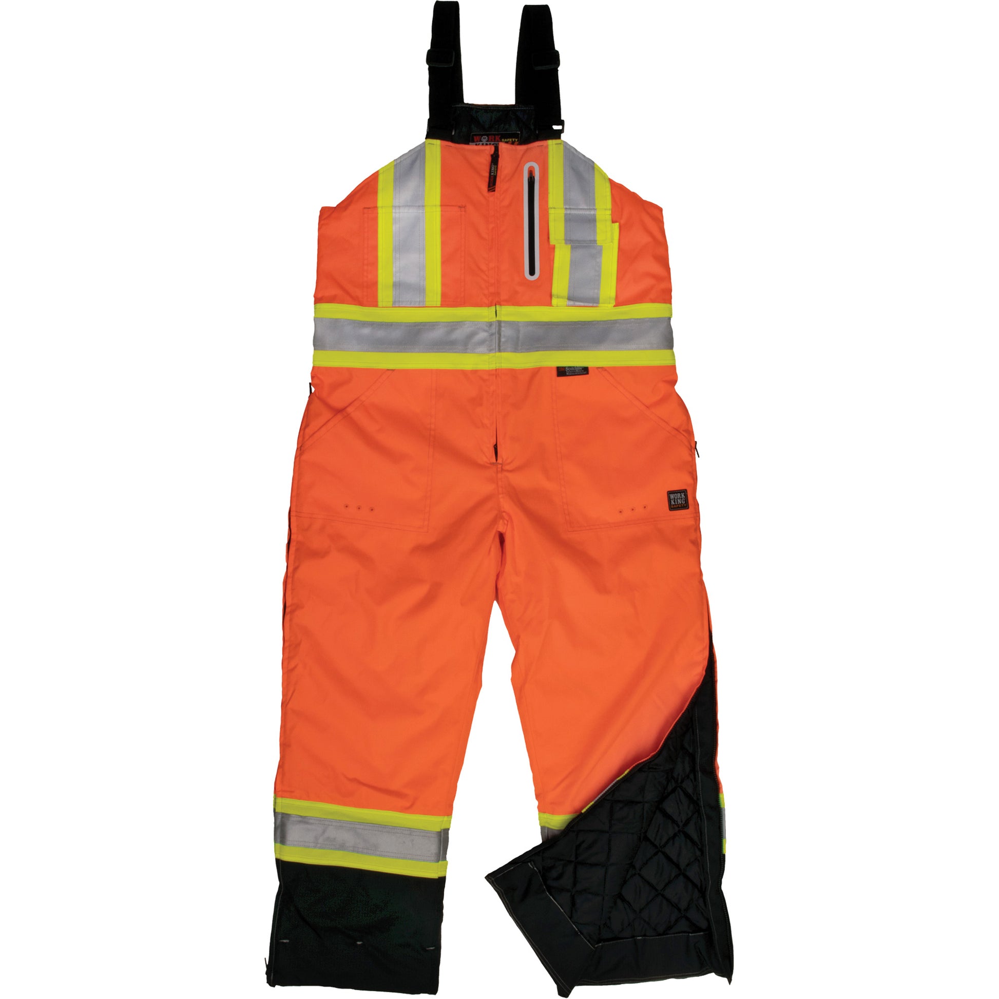 Tough Duck Ripstop Insulated Safety Bib Overall, Polyester, Medium, High Visibility Orange