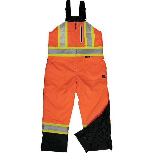 Tough Duck Ripstop Insulated Safety Bib Overall, Polyester, Medium, High Visibility Orange