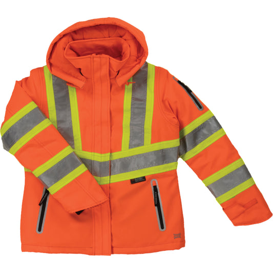 Tough Duck Women’s Insulated Flex Safety Jacket, Polyester, High Visibility Orange, 2X-Large