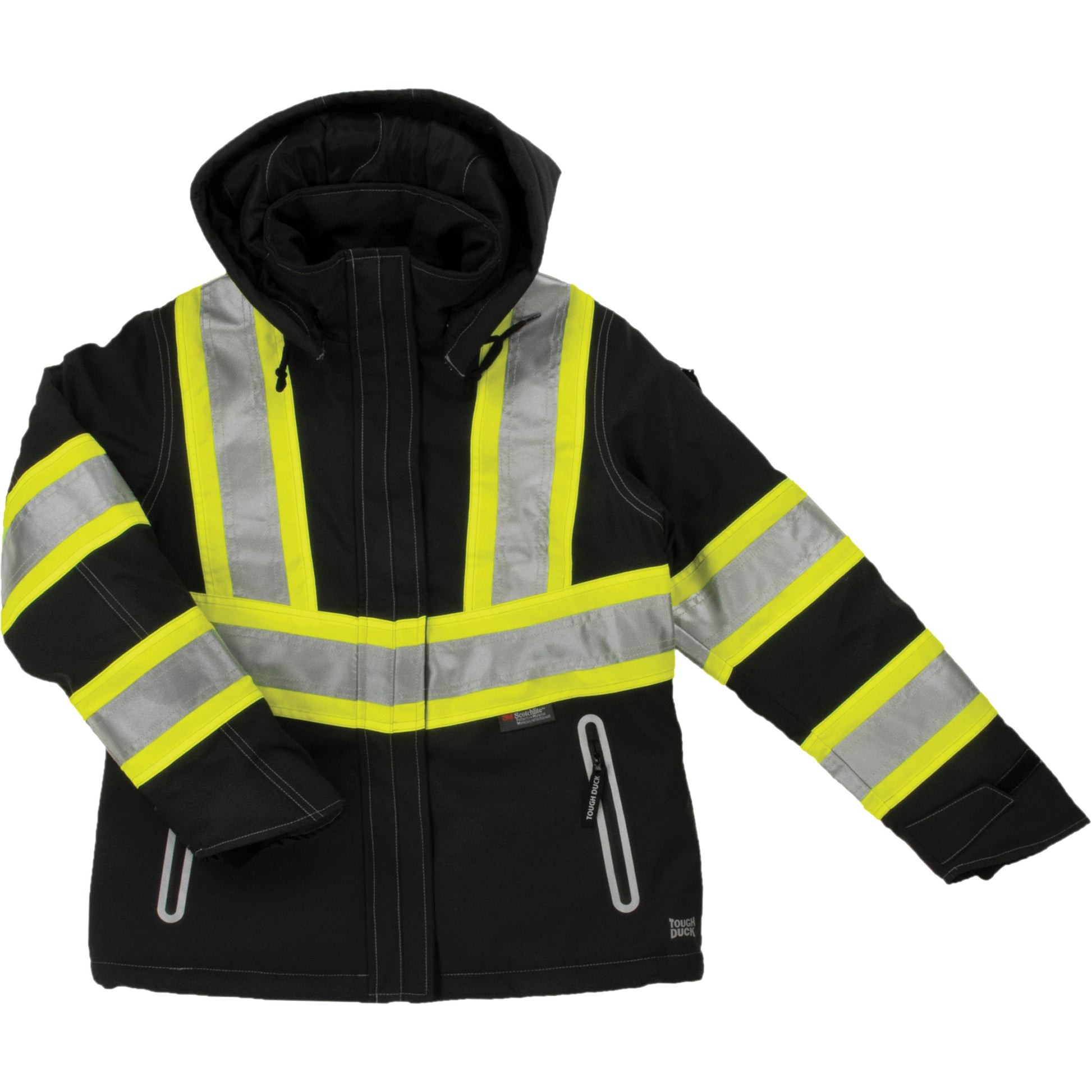 Tough Duck Women’s Insulated Flex Safety Jacket, Polyester, Black, 2X-Large