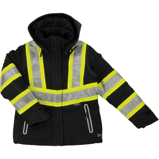 Tough Duck Women’s Insulated Flex Safety Jacket, Polyester, Black, Medium