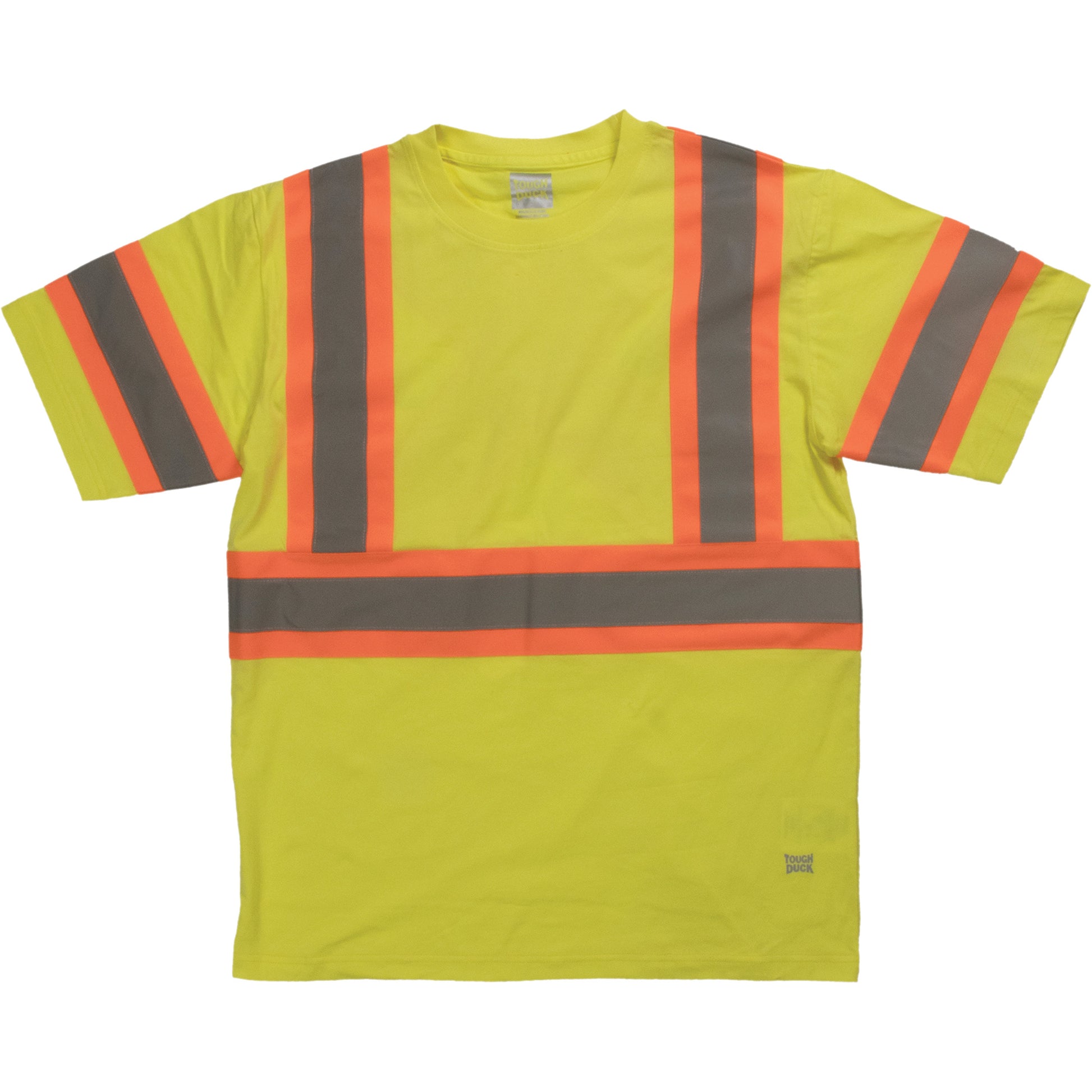 Tough Duck Short Sleeve Safety T-Shirt, Cotton, 4X-Large, High Visibility Lime-Yellow