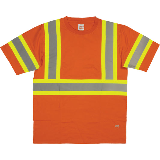 Tough Duck Short Sleeve Safety T-Shirt, Cotton, Medium, High Visibility Orange