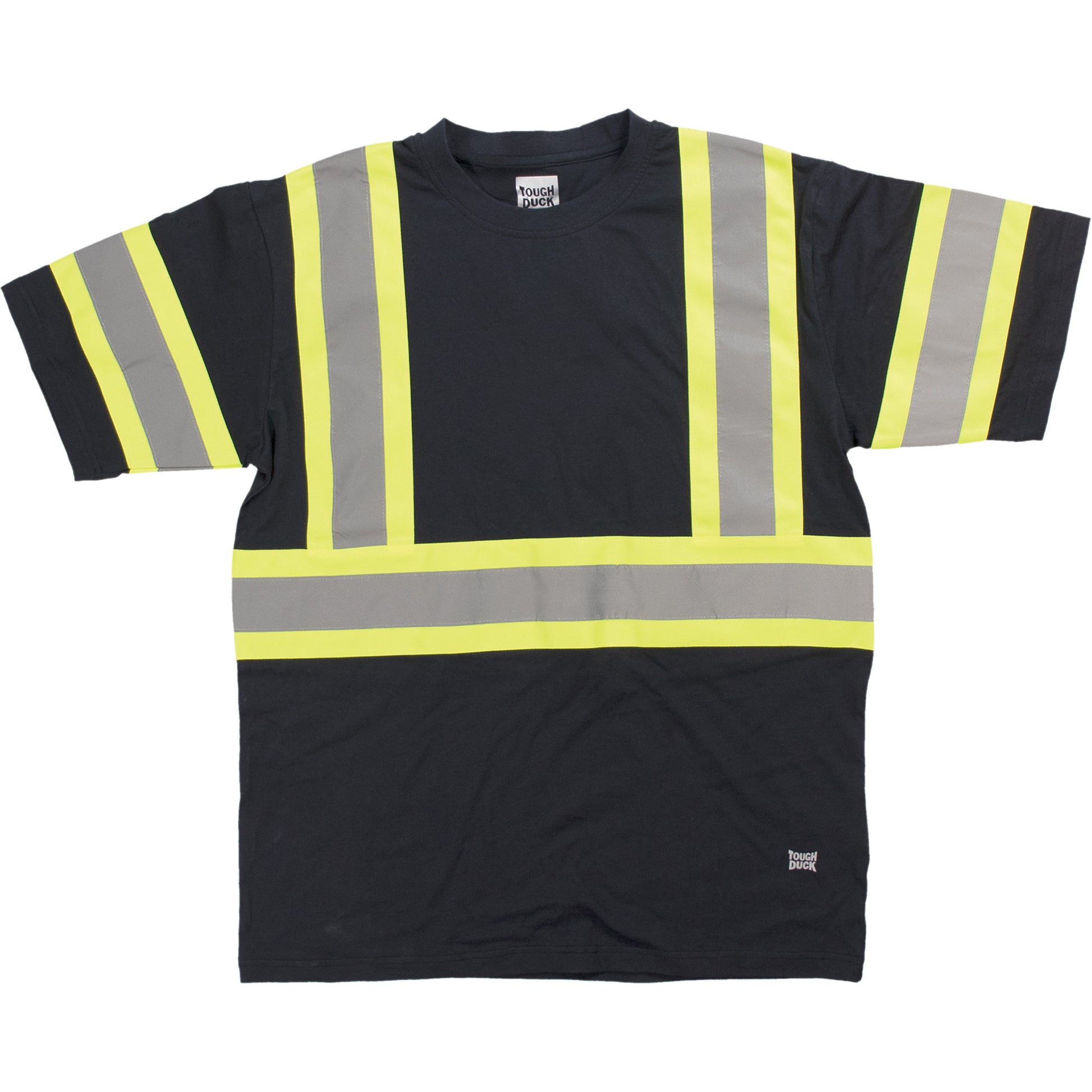 Tough Duck Short Sleeve Safety T-Shirt, Cotton, X-Small, Black