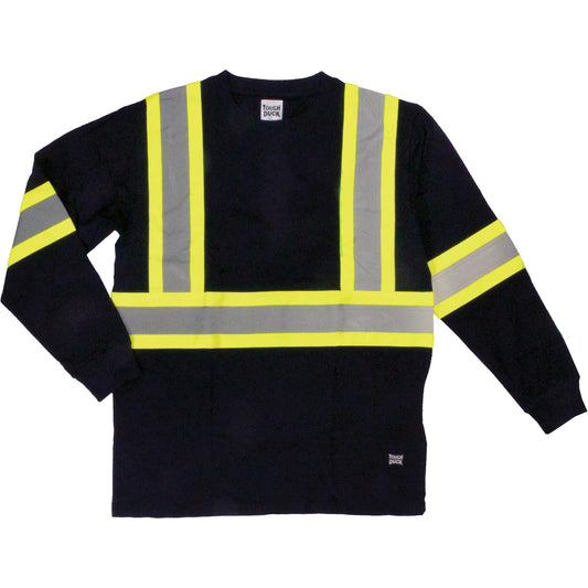 Tough Duck Long Sleeve Safety T-Shirt, Cotton, 5X-Large, Black