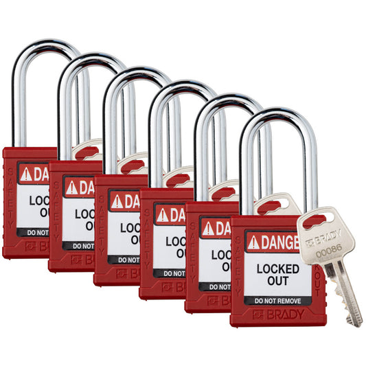 Brady Compact Lockout Padlock, Safety Padlock, Keyed Different, Nylon, 1-1/2" Width