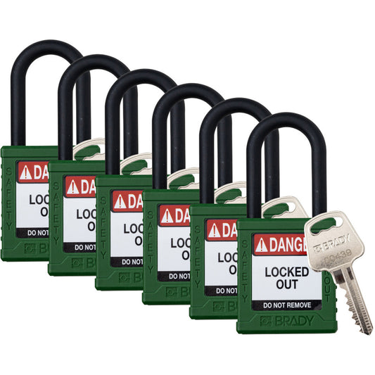 Brady Standard Lockout Padlock, Safety Padlock, Keyed Alike, Nylon, 1-1/2" Width