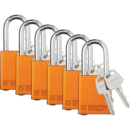 Brady Lockout Padlock, Safety Padlock, Keyed Alike, Aluminum, 1-1/2" Width
