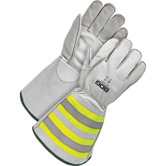 Bob Dale Gloves Utility Gloves with 6.25" Cuff, Size Medium, Cowhide Shell, ASTM ANSI Level A7