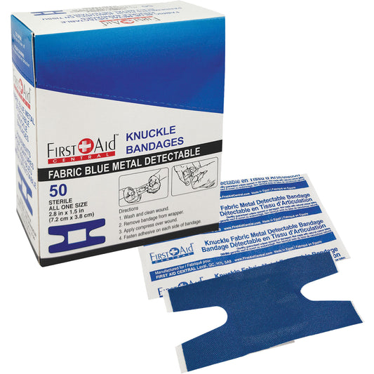 First Aid Central Bandages, Knuckle, Fabric Metal Detectable, Non-Sterile