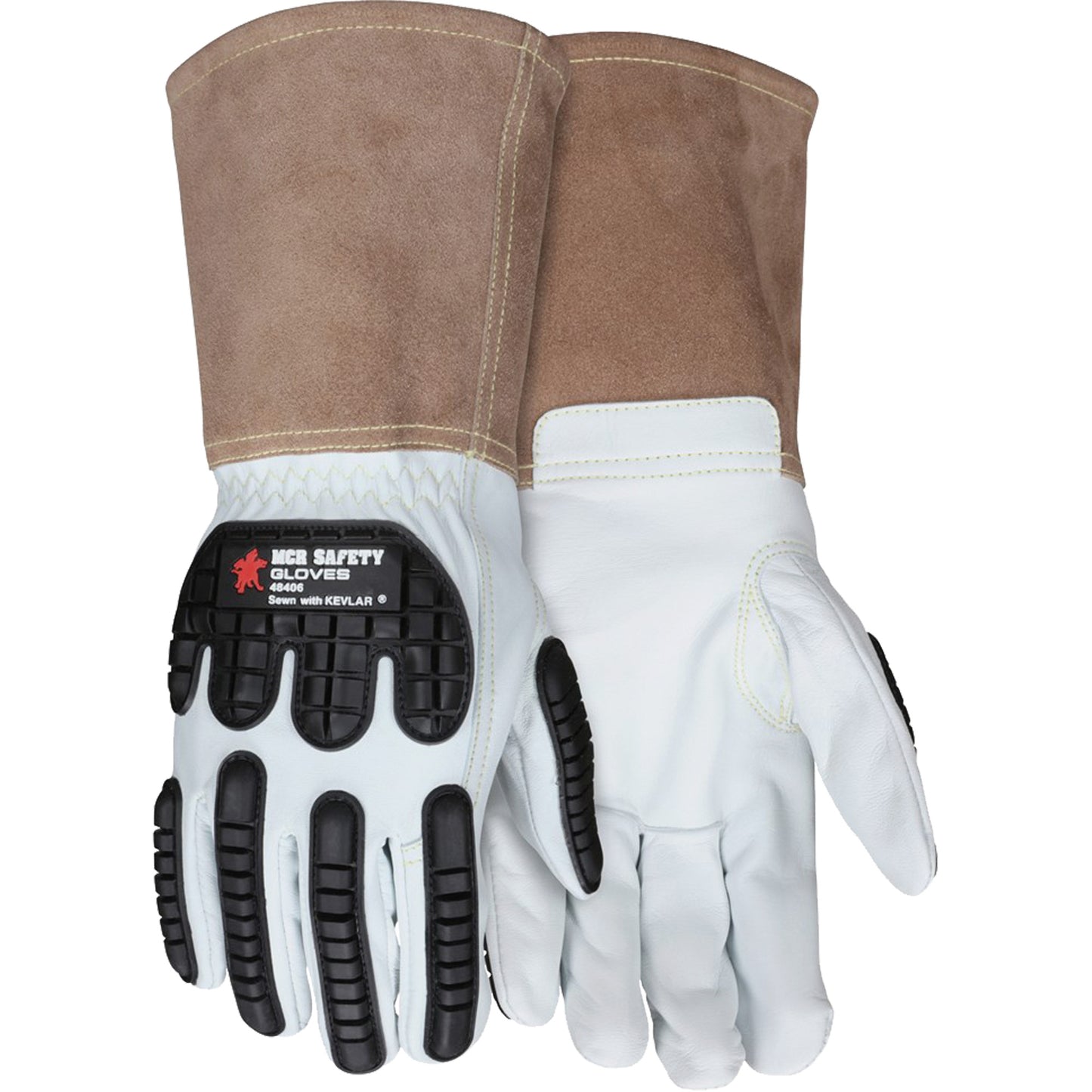 Mcr Safety Leather Welding Work Gloves, Medium, Goatskin Palm, Gauntlet Cuff