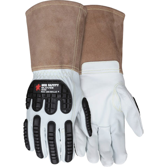 Mcr Safety Leather Welding Work Gloves, Medium, Goatskin Palm, Gauntlet Cuff