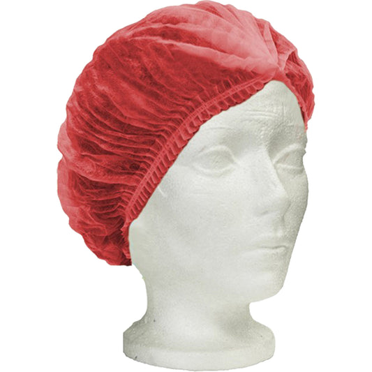 Ronco RONCO Care™ Pleated Bouffant Cap, Polypropylene, 24", Red