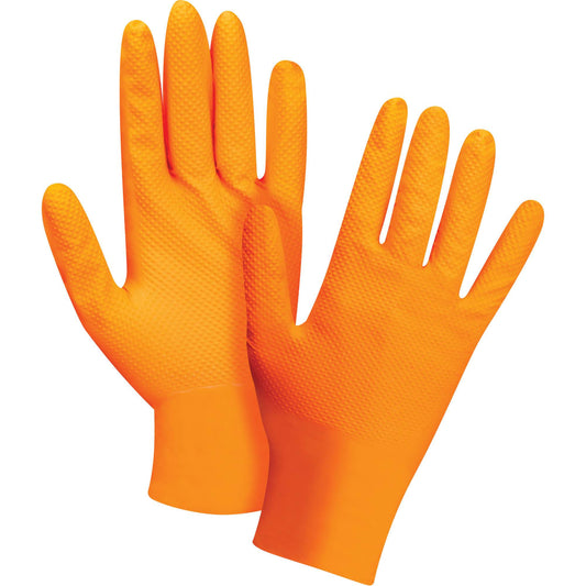 Zenith Safety Products Heavyweight Tactile Grip Examination Gloves, 2X-Large, Nitrile, 8-mil, Powder-Free, Orange