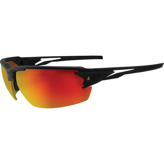 Edge Safety Eyewear Pumori Safety Glasses, Red/Mirror Lens, Anti-Scratch, ANSI Z87+/MCEPS GL-PD 10-12/Meets/Exceeds CSA Z94.3