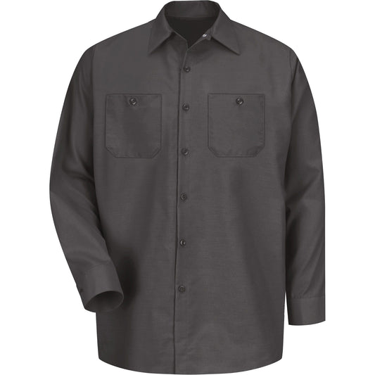 Red Kap Long Sleeve Industrical Work Shirt, Men's, Large, Charcoal