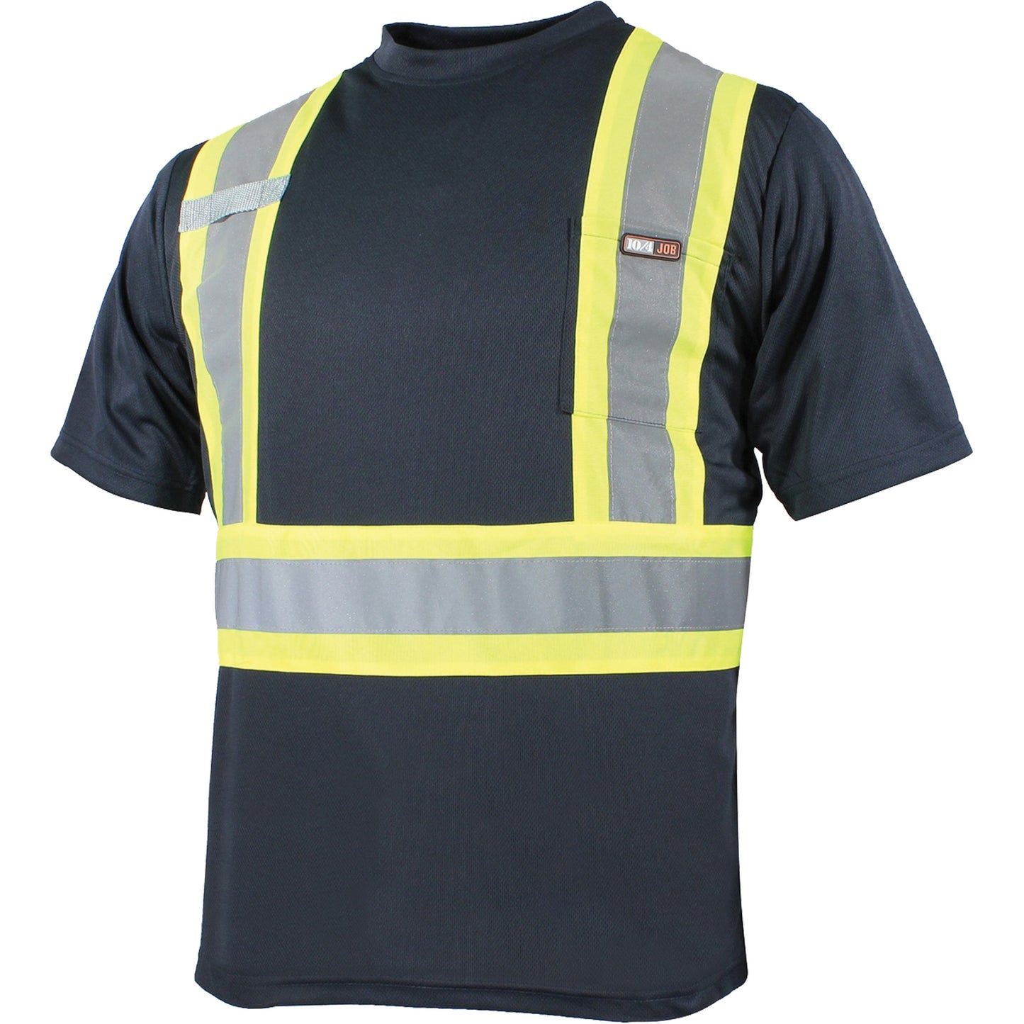 10/4-Job Quick Dry Short Sleeves T-Shirt, Polyester, Large, Navy Blue