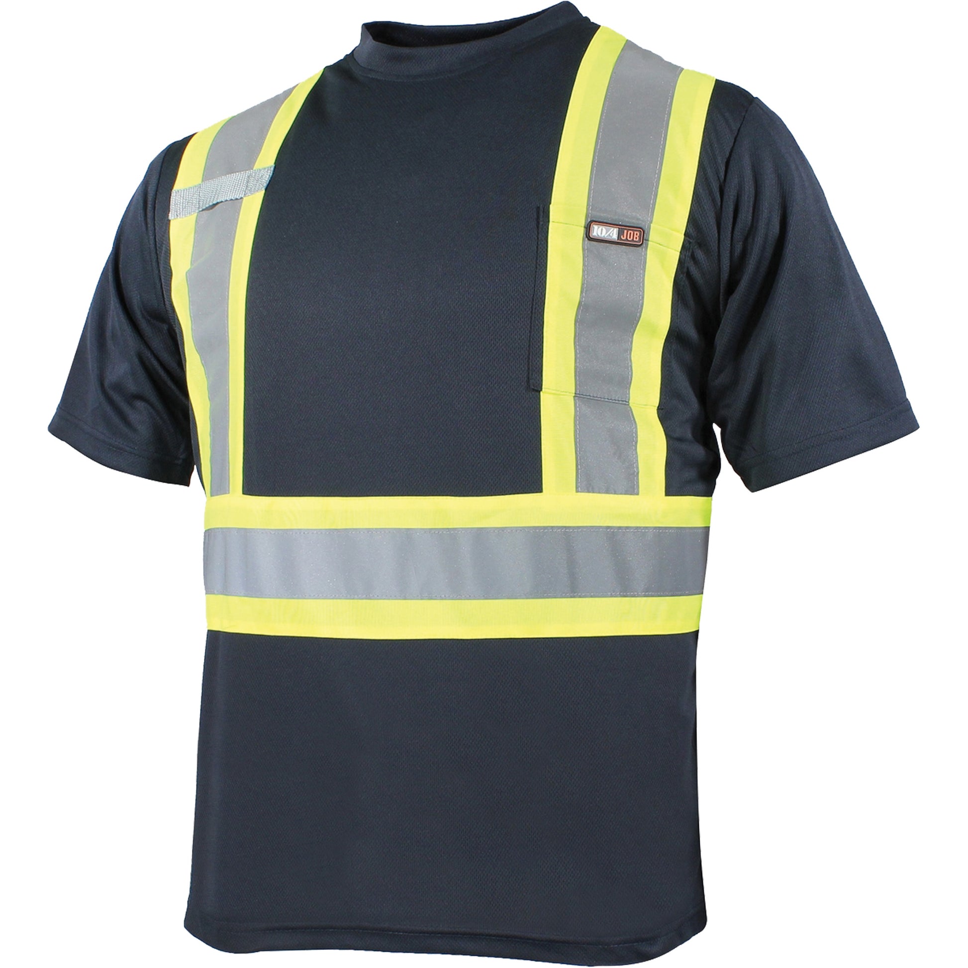 10/4-Job Quick Dry Short Sleeves T-Shirt, Polyester, Large, Navy Blue