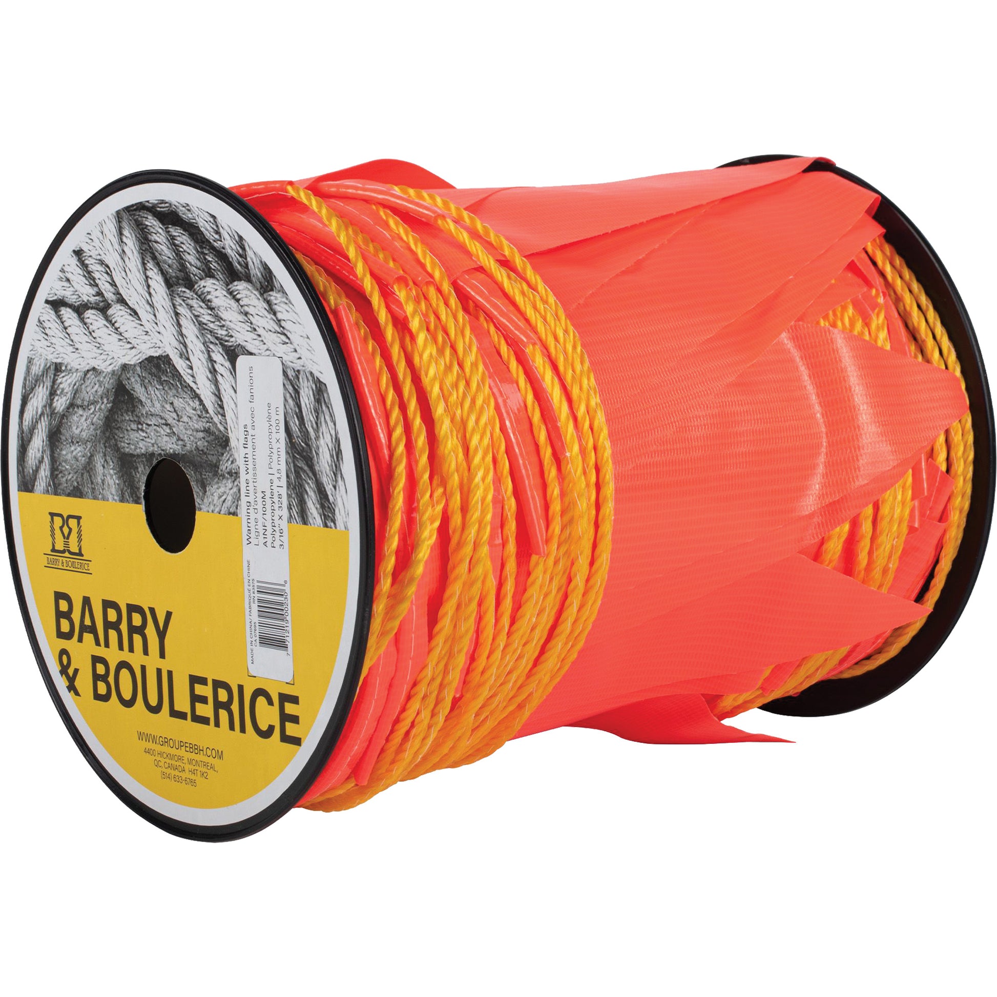 Barry & Boulerice Warning Line with Flags, 328' L, Orange