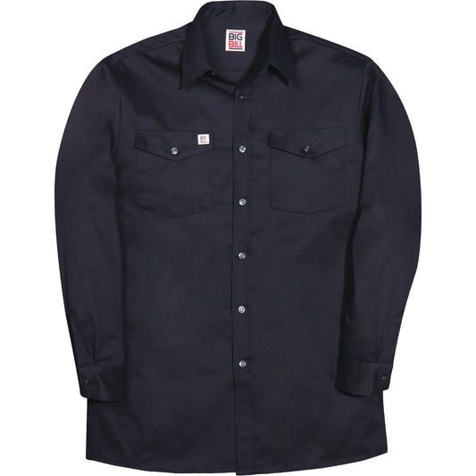 Big Bill Long-Sleeve Industrial Work Shirt, Men's, Small, Navy Blue