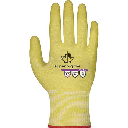 Superior Glove Works Ltd. Emerald CX® S13CXLSI Non-Marring Heat-Resistant Gloves, Size 9, 13 Gauge, Silicone Coated, Acrylic Shell, ASTM ANSI Level A6