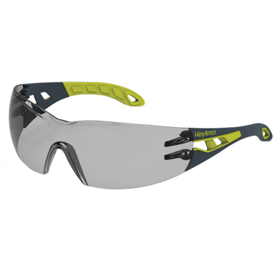 Hexarmor MX200 Rimless Wraparound Safety Glasses, 23% Grey Lens, Anti-Fog/Anti-Scratch, ANSI Z87+/Meets/Exceeds CSA Z94.3
