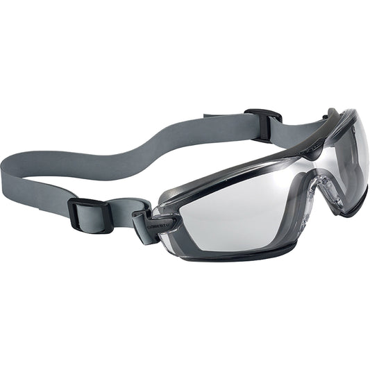Bollé Safety Cobra TPR Compact Safety Goggles, Clear Lens, Anti-Fog/Anti-Scratch, Closed Vent