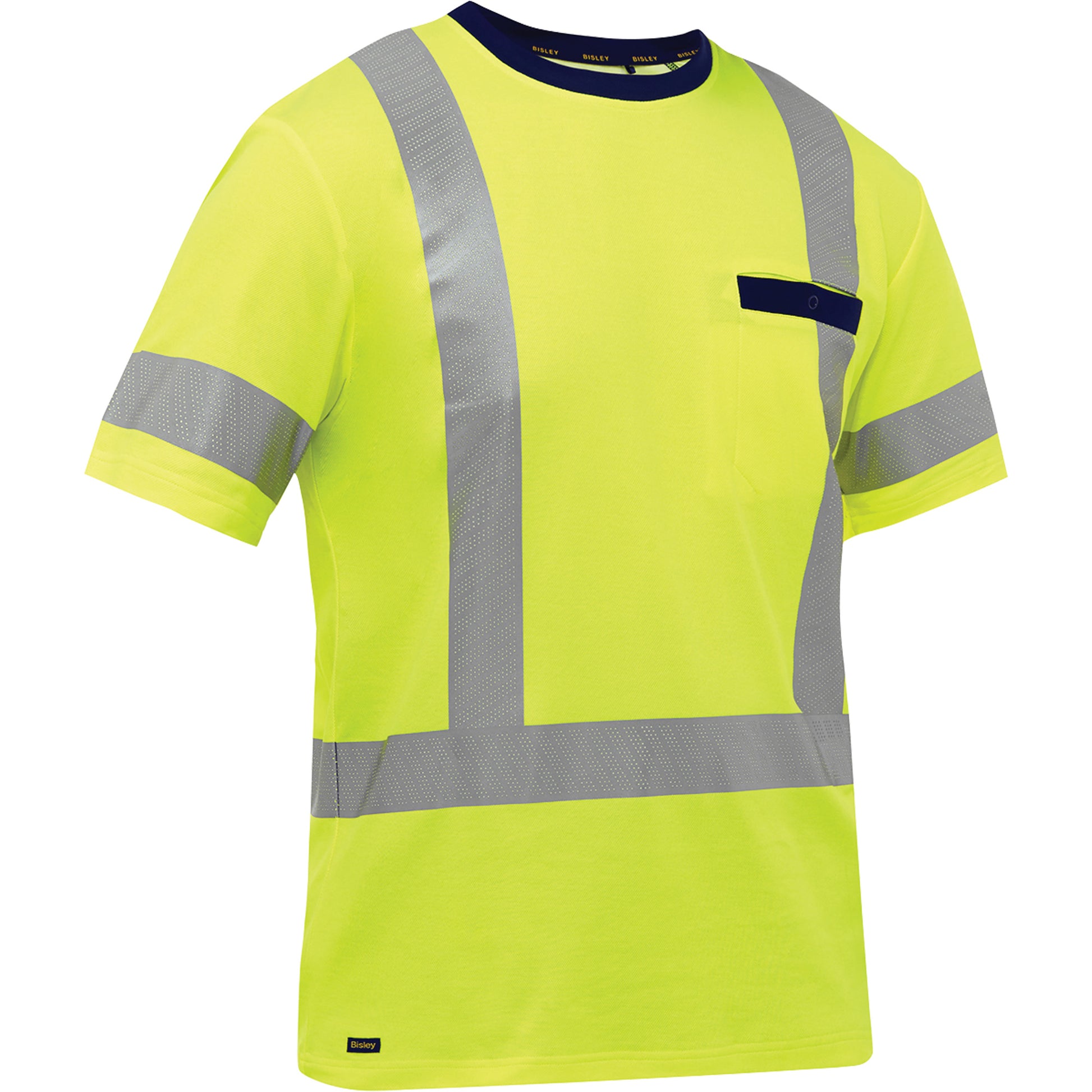 Protective Industrial Products Bisley® X-Back Short Sleeve Shirt, Poly-Cotton, X-Large, High Visibility Lime-Yellow