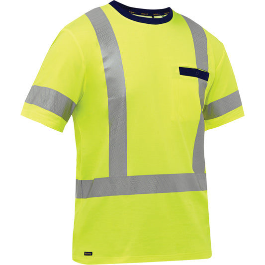 Protective Industrial Products Bisley® X-Back Short Sleeve Shirt, Poly-Cotton, X-Large, High Visibility Lime-Yellow