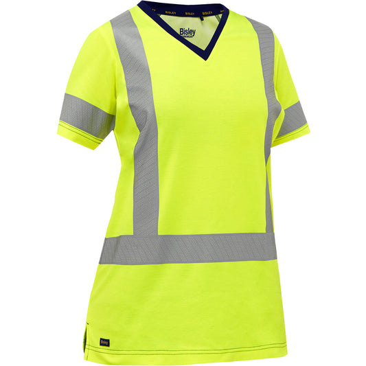 Protective Industrial Products Bisley® Women's X-Back Short Sleeve Shirt, Poly-Cotton, Large, High Visibility Lime-Yellow