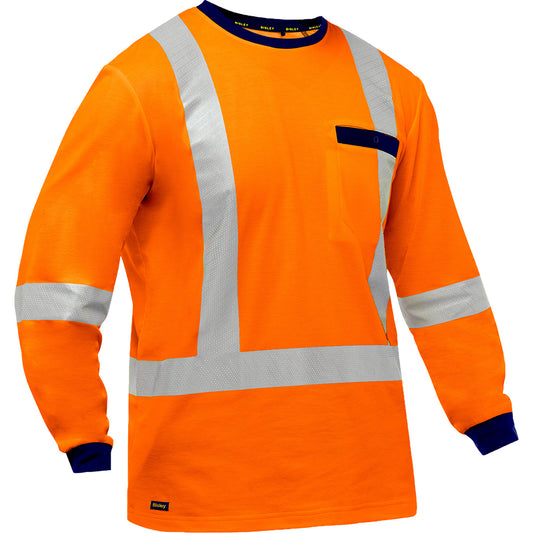 Protective Industrial Products Bisley® X-Back Long Sleeve Shirt, Poly-Cotton, 4X-Large, High Visibility Orange