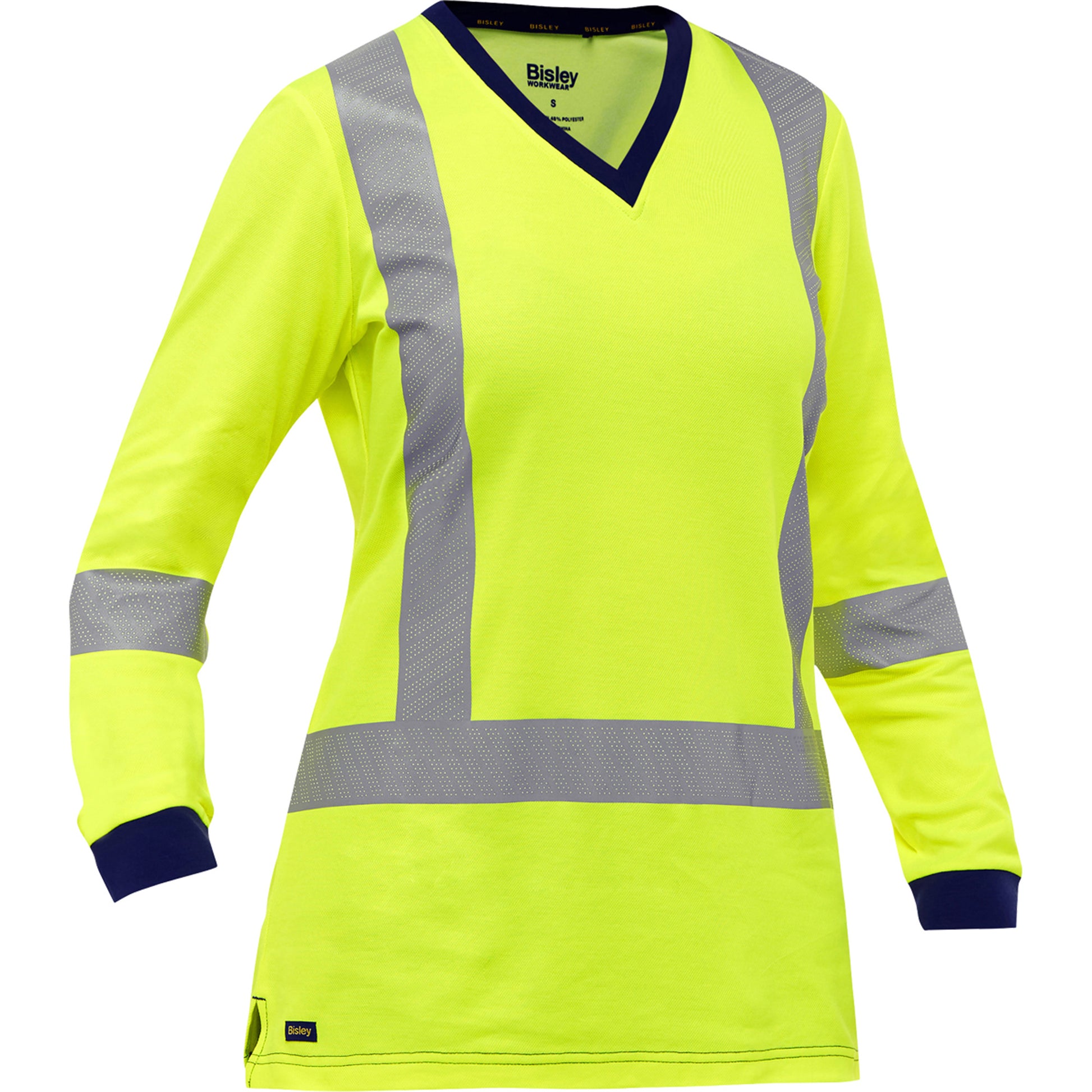Protective Industrial Products Bisley® Women's X-Back Long Sleeve Shirt, Poly-Cotton, Small, High Visibility Lime-Yellow