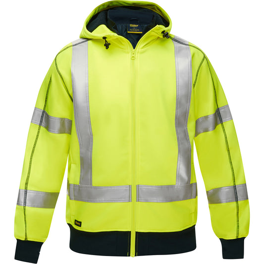 Protective Industrial Products Bisley® X-Back Full Zip Hooded Sweatshirt with Sherpa Lining, 3X-Large, High Visibility Lime-Yellow