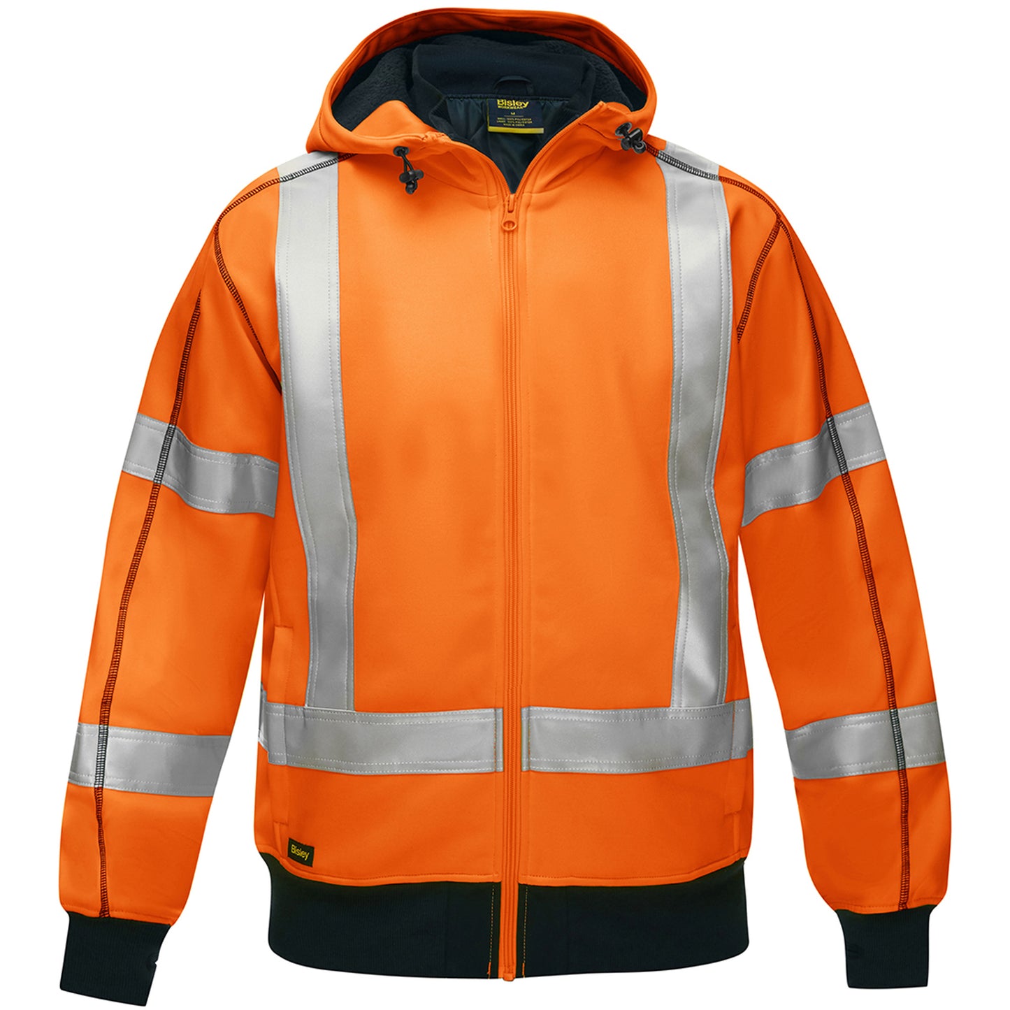 Protective Industrial Products Bisley® X-Back Full Zip Hooded Sweatshirt with Sherpa Lining, Large, High Visibility Orange