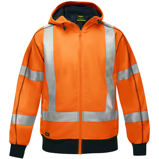 Protective Industrial Products Bisley® X-Back Full Zip Hooded Sweatshirt with Sherpa Lining, X-Large, High Visibility Orange