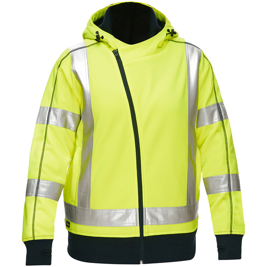 Protective Industrial Products Bisley® X-Back Women's Contoured Full Zip Hooded Sweatshirt with Sherpa Lining, Large, High Visibility Lime-Yellow