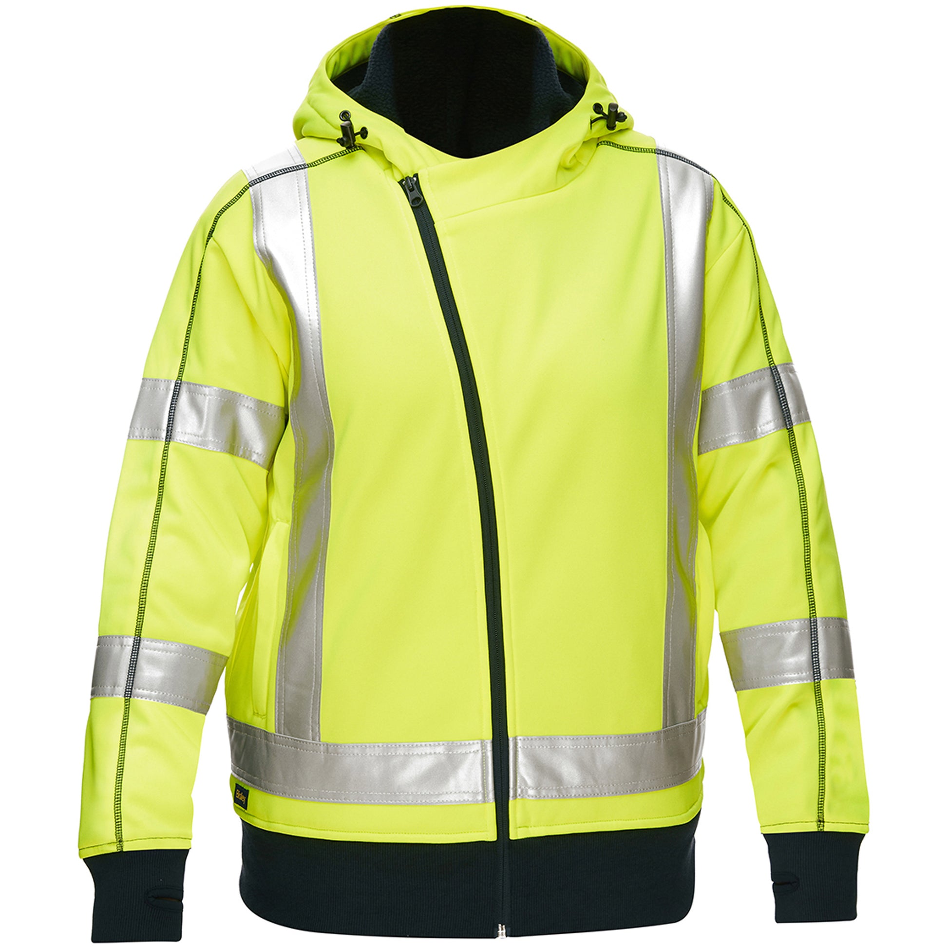 Protective Industrial Products Bisley® X-Back Women's Contoured Full Zip Hooded Sweatshirt with Sherpa Lining, Small, High Visibility Lime-Yellow