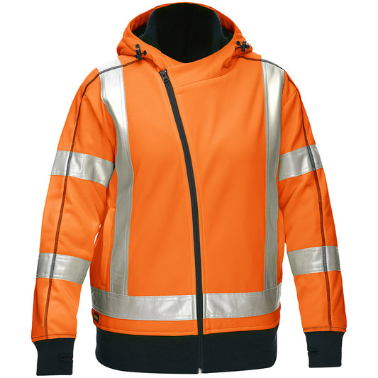 Protective Industrial Products Bisley® X-Back Women's Contoured Full Zip Hooded Sweatshirt with Sherpa Lining, Small, High Visibility Orange