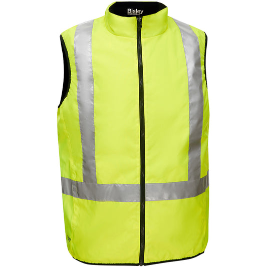 Protective Industrial Products Bisley® X-Back Reversible Puffer Vest, High Visibility Lime-Yellow, 3X-Large, Polyester