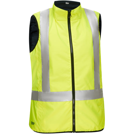 Protective Industrial Products Bisley® X-Back Women's Contoured Reversible Puffer Vest, High Visibility Lime-Yellow, 3X-Large, Polyester