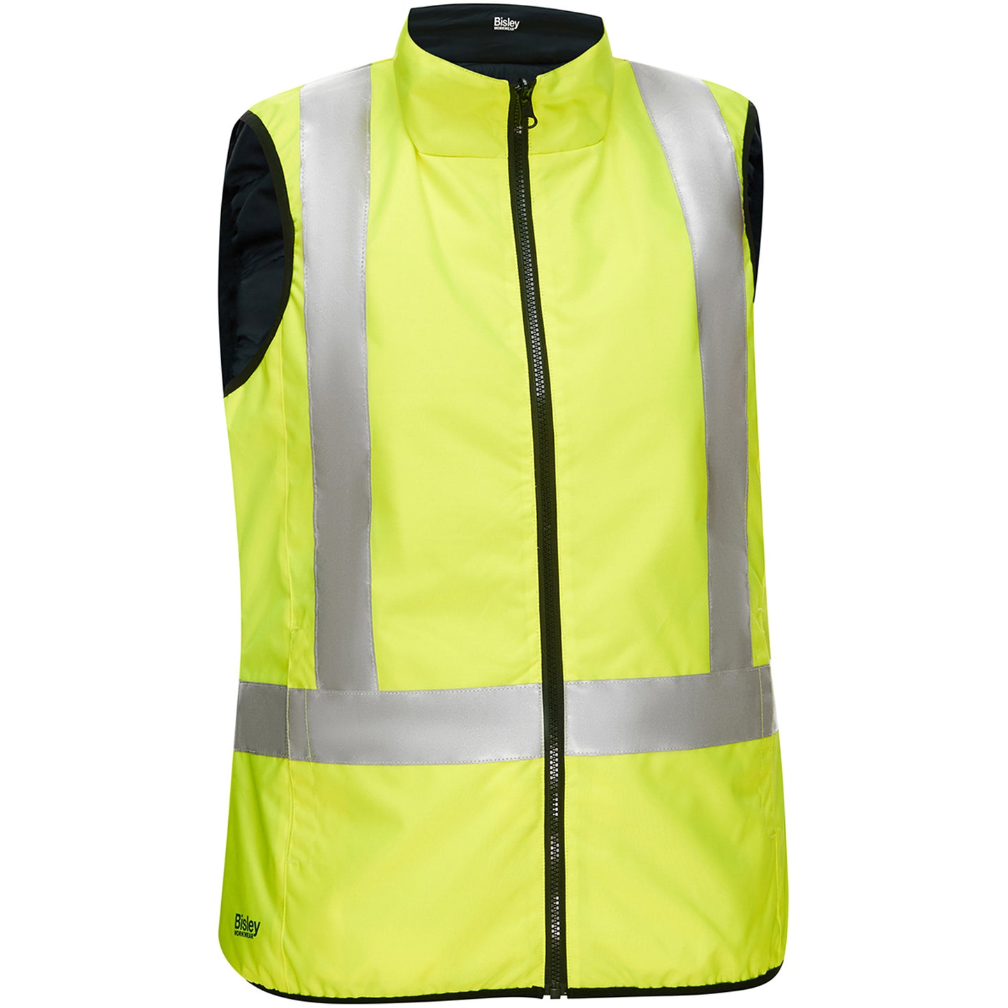 Protective Industrial Products Bisley® X-Back Women's Contoured Reversible Puffer Vest, High Visibility Lime-Yellow, X-Large, Polyester