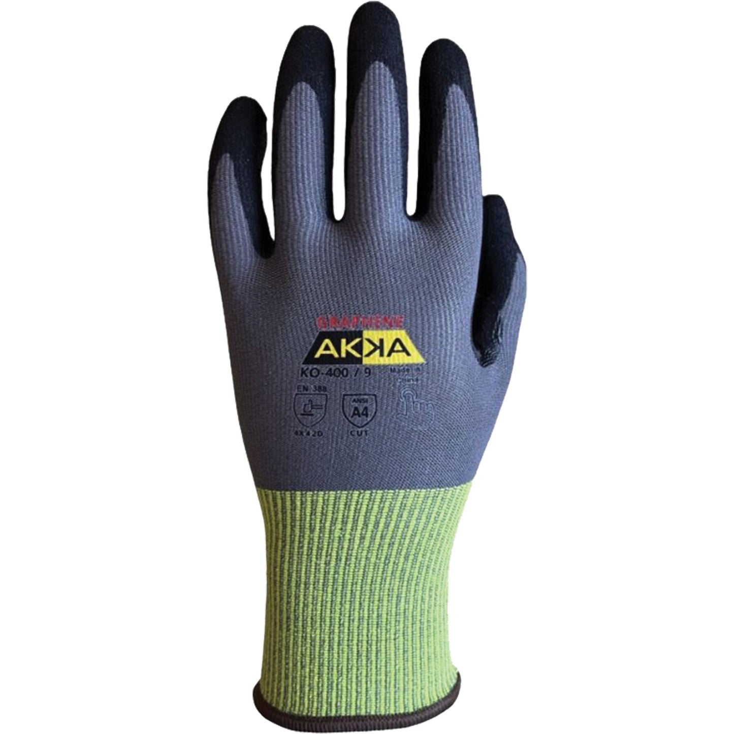 Akka KO-400 Intermediate Cu-Resistant Gloves, Size 9, 15 Gauge, Nitrile Coated, Nylon/HPPE/Spandex/Graphene Shell, ASTM ANSI Level A4/EN 388 Level D